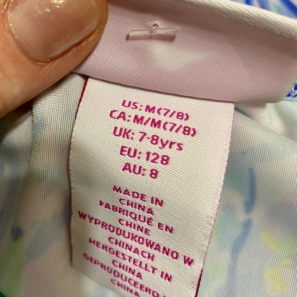 Tommy Bahama abstract pineapple print one piece   blue, lavender, pink,  m 7 8
